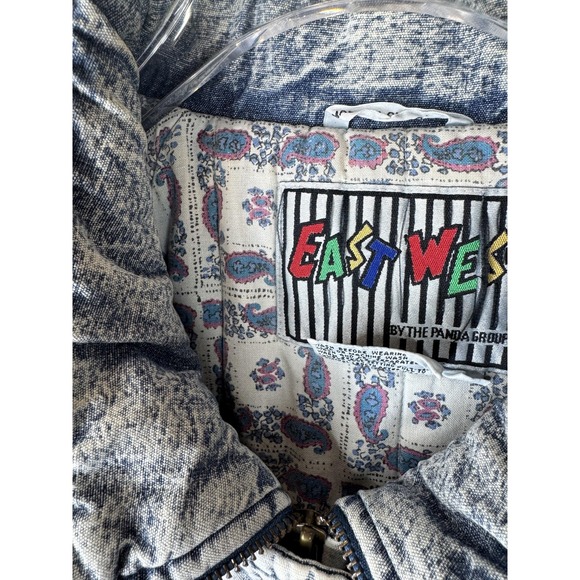 Vintage East West Jacket Womens Small Blue Denim Acid Wash Quilted Pockets 90s - Picture 7 of 16